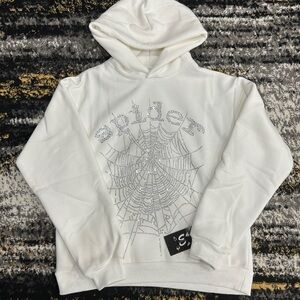 Spyder White Hoodie with Rhinestone Web Design